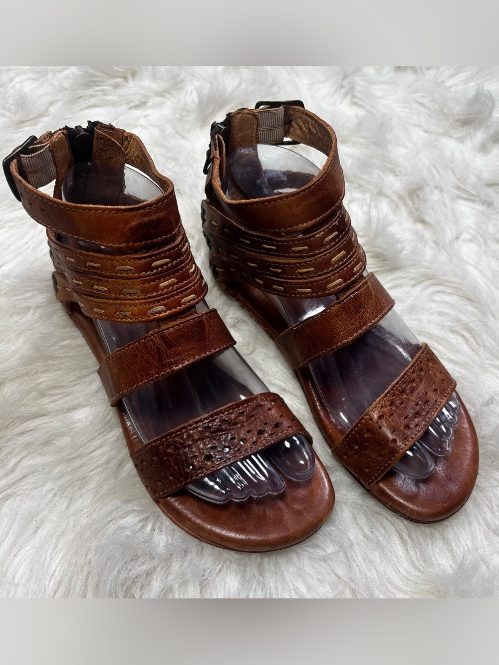 Bed Stu “Artemis” Brown Leather Multi-Strap Ankle Wrap Sandals size Women’s 6.5